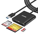 Unitek USB Card Reader 3-Slot USB 3.0 Compact Flash Card Reader, Read 3 Cards Simultaneously, Aluminum Memory Card Adapter CF, TF, SDXC, SDHC, SD, Micro SDXC, Micro SD, Micro SDHC- 4FT (Black)