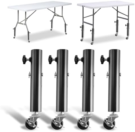Domigard Table Leg Riser with Wheels, 4pcs Metal Table Leg Extender ...