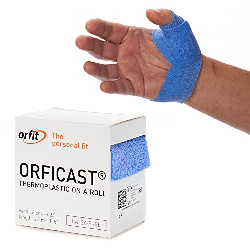 Orficast by Orfit Easy-Form Splinting Material Heat-Activated Thermoplastic Tape for Trigger Finger, Thumb, Arthritis Pain Relief, Hand Support 2â x 9â, Blue, One Roll