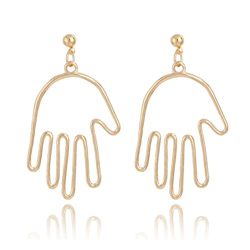 JIEPING Funny Creative Hollow Hand Shaped Dangle Earrings