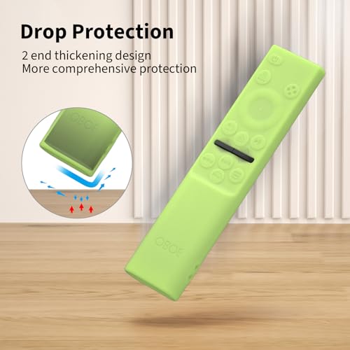 Image of OBOE Silicone TV Remote Cover for Samsung BN59-01311, Glow in Dark Green | Compatible with Samsung Smart QLED TV Remote, Full Wrap Protective Case, Remote Not Included