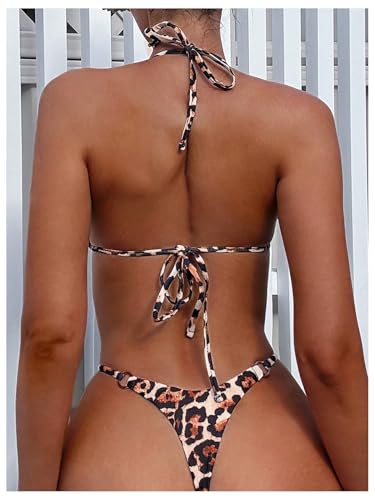 Maillot de bain imprimé vache dos nu doté d'une coupe haute multicolore - 6