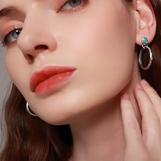 Turquoise Western Earrings for Women Turquoise Circle Earrings Vintage Western Dangle Earrings Jewelry - Image 2