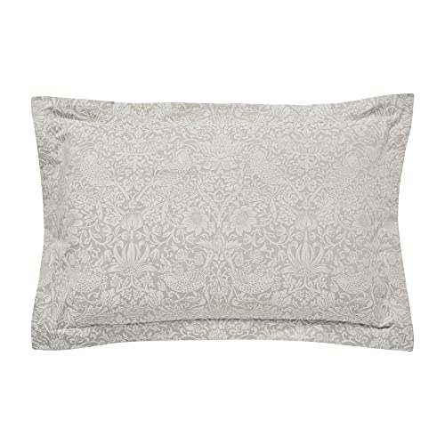 Image of Morris & Co Pure Strawberry Thief Standard Pillow CASE, Cotton, Pebble, Single