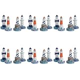 ibasenice 24 Pcs Lighthouse Ornament Miniature Lighthouse Figurines Birthday Statue Ocean Decor Cake Decorating Cake Ornament Mediterranean Style Model