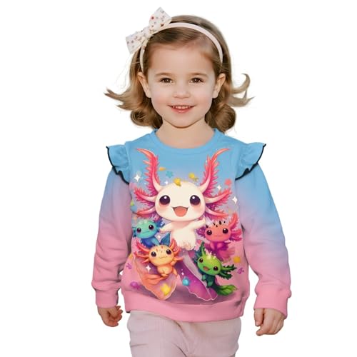 Axolotl Toddler Sweatshirt Girl Long Sleeve Ruffle Pullover 1-8 T Tops