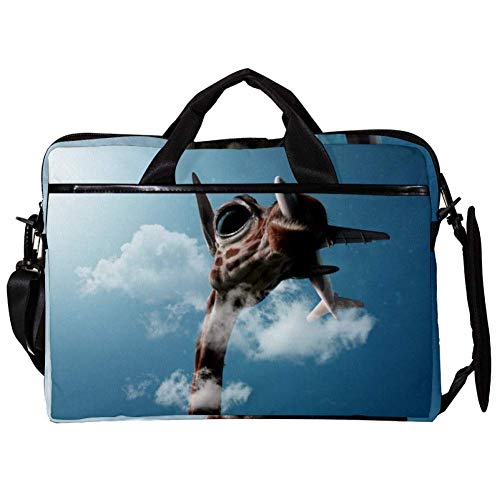 Maletín bandolera para laptop de 13 a 14 pulgadas portátil y multicolor Giraffe Passing Plane
