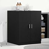 QUAHEAS Mobile per lavatrice in legno di quercia nera, 70,5 x 71,5 x 91,5 cm, con 2 ante a cerniera, spazio per lavatrice e accessori per asciugatrice, uso interno
