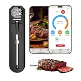 TechRise Bluetooth Wireless Meat Thermometer with APP, Wireless BBQ Grill Thermometer for Oven,Smoker,Air Fryer,Kitchen Cooking,Instant Read Digital Probe with Alarm, Long Range,Rechargeable,Black