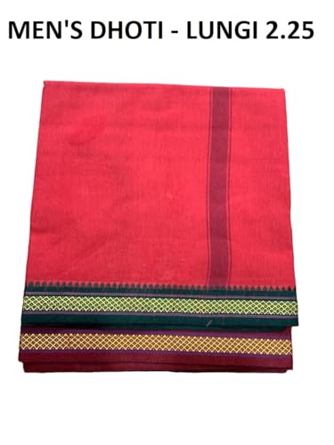 Image of Rameshwaram Fabrics 2.25 Mtr Cotton Lungi Dhoti for Men