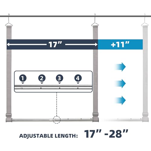 STO STO Closet Hanging Rod, Length and Height Adjustable Closet Rod, Space-saving Closet Extender Hanging Bar for Hanging Clothes, Webbing, 1 Pack image 3