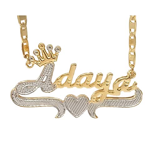 Bi-color Personalized Custom Name Initial 24K Gold Plated Double Plated Name Necklace Custom Nameplate Necklace Personalized Birthday Gifts