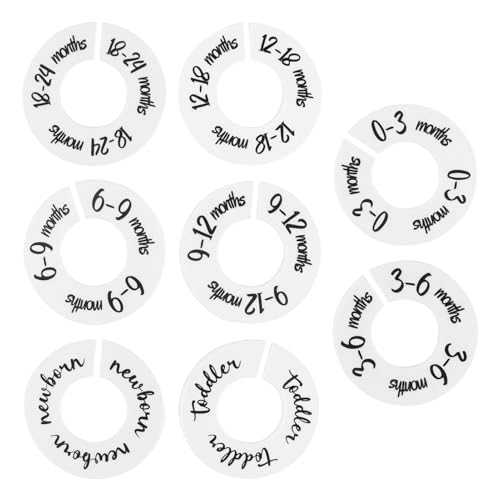 Nextpal 8 Pcs Baby Closet Dividers, Nursery Closet Dividers with Clear Size and Age Labels, Universal Most Rod Organizer for Baby Clothes Nursery Clothes Decor and Organization for Boys and Girls