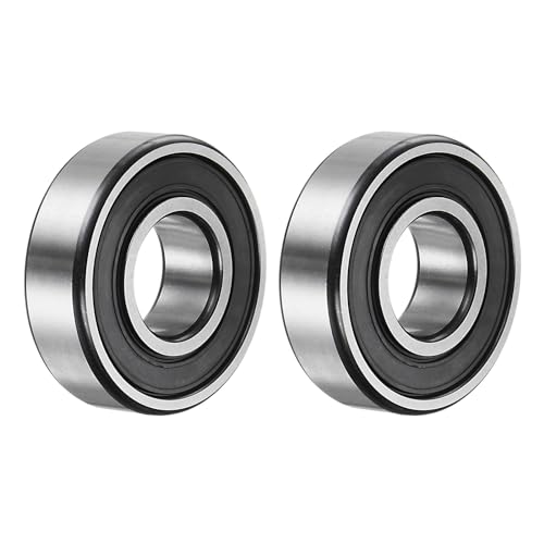 sourcing map 6204-2RS Deep Groove Ball Bearing,2pcs 20 x 47 x 14mm C3 Double Rubber Sealed Chrome Steel Bearings,Black