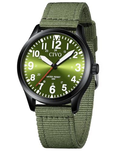 CIVO Military Watches for Men Analog: Easy to Read Arabic Numerals Wrist Watch Luminous Waterproof - Dress Casual Watch Gifts for Husband Father at Birthday Anniversary