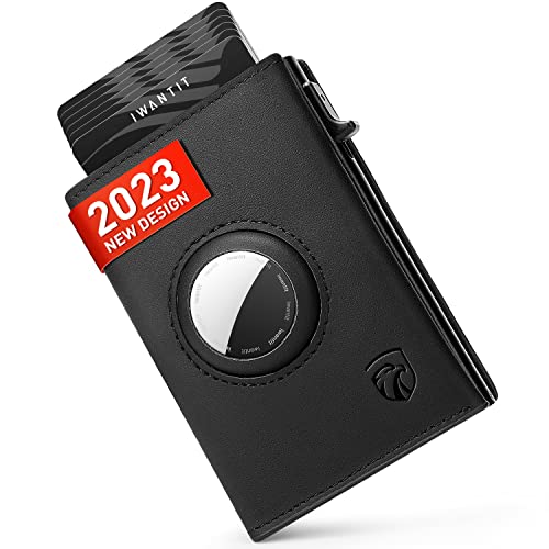 Iwantit 2023 Airtag Wallet For Men,Genuine Leather Mens Wallets,Rfid Blocking Pop Up Wallet For 12+ Cards,Mnimalist Credit Card Holder For Apple Airtag(Airtag Not Included)(Black) #TOP28