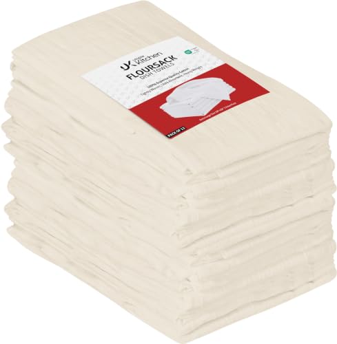 Utopia Kitchen Natural Flour Sack Towels [12 Pack - 28 x 28 Inch] 100% Cotton Tea Towels for Cleaning & Drying - Highly Absorbent Kitchen Dish Cloth