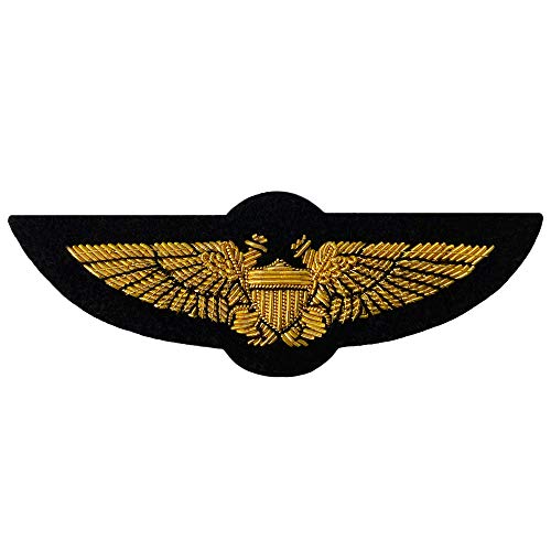 WICKED Navy NFO Wings of Gold, 100% Handmade Metal Bullion Thread, Naval Flight Officer / USMC Aviation Insignia; for Blazer, Military Shadow Box, Patches, Uniform Emblem, Farewell Plaque