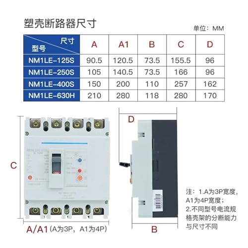 Ficha técnica JGGCKNOGG NM1LE-400S 400A 315A 350A Three Phase Four Wire Leakage Molded Case Circuit Breaker B - Fernando Cortés