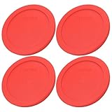 Pyrex 2 Cup Round Storage Cover #7200-pc for Glass Bowls (Pack of 4) - Red Color