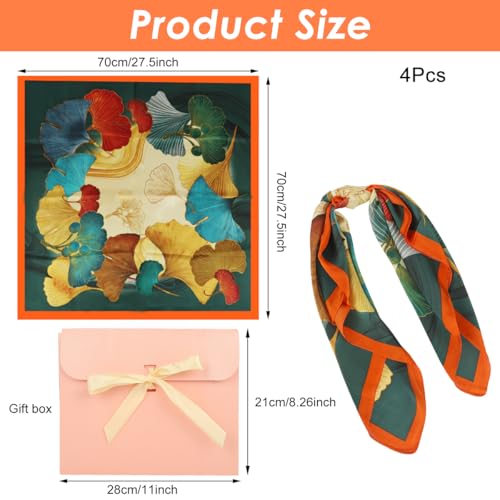 Image of SANNIDHI Silk Like Head Scarf for Women Stylish Vintage Hair Scarf Floral Print Square Bandana Gift