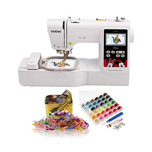 Brother Embroidery Machine with Built-In Disney Designs Bundle with Sewing Clips and Sewing Thread with Case (3 Items)