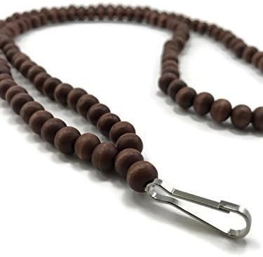 Lanyard by WestMarketDesign | Custom Teacher Lanyards, Badge Holders, Wooden Beads Dark | Minimalist Design for Less | Perfect Earthy ID Holder Gift