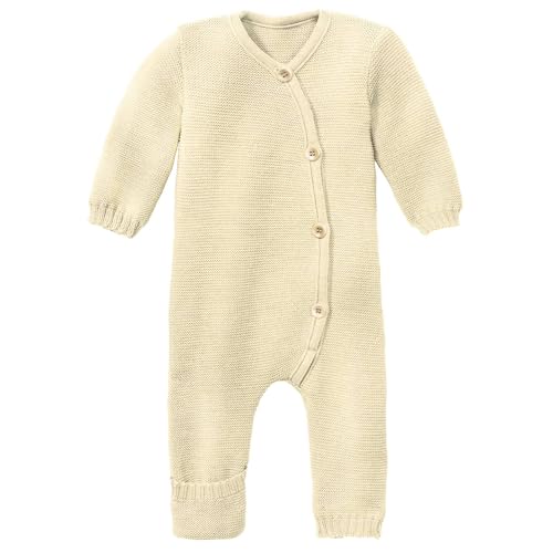 Disana STRICK-OVERALL Baby & Kleinkind - 100% Bio-Merino – atmungsaktiv & bequem - unisex Gr. 50 – 80 - nachhaltig & fair - dehnbar, mit Umklappbündchen - made in Germany | Natur Gr. 62-68