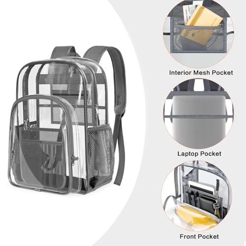 Image of PAMANO Clear Backpack Transparent Heavy Duty School PVC Bookbag See Through Bag Boys and Girls for College Work Travel Security