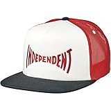 Independent Men's Span Mesh Trucker High Profile Hats,One Size,White/Black/Red