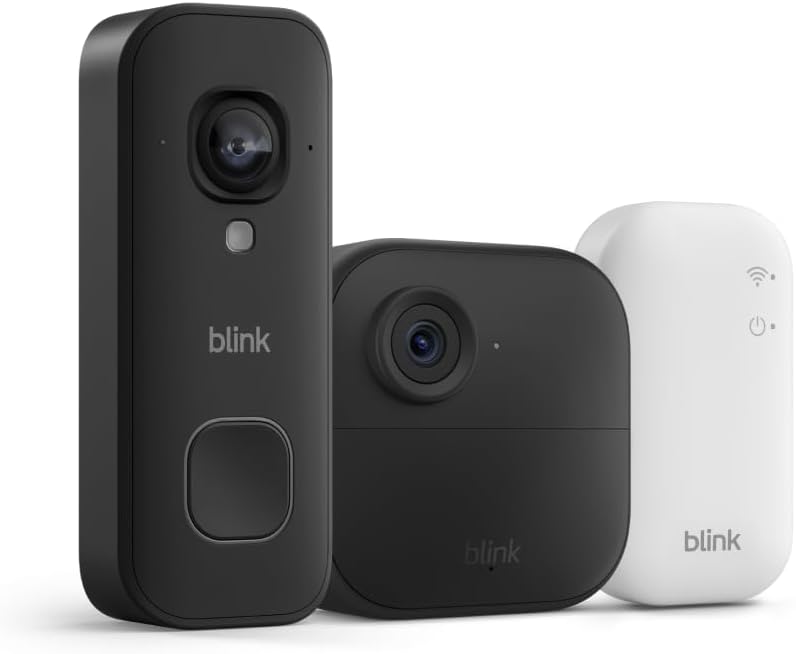 Outdoor 4 and Wired Doorbell 2K+ (newest model) — Two-year battery 1080p camera and 2K hardwired doorbell. Sync Module Core included — 1 Camera + Doorbell (Black)
