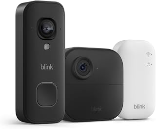 Blink Outdoor 4 and Wired Doorbell 2K+ (newest model) — Two-year battery 1080p camera and 2K hardwired doorbell. Sync Module Core included — 1 Camera + Doorbell (Black)