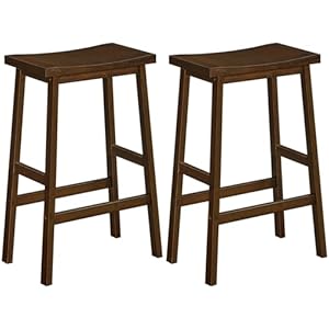 HOOBRO Bar Stool,Set of 2 Bar Stools, Bamboo Bar Chairs, 26 Inches Kitchen Counter Stools with Footrest, Saddle Stools, for Living Room, Dining Room, Party Room, Industrial Style, Mocha MA03MD01G2