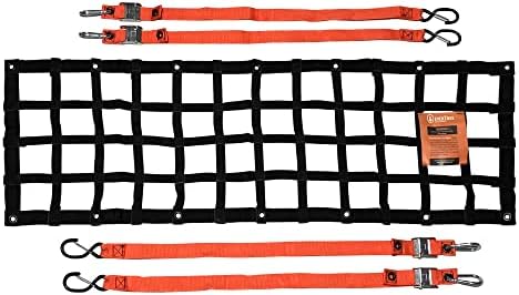 Tailgate Cargo Net for Truck Bed- 84" Net Tough Cargo Net Bed Extender for Trucks, Adjustable Tailgate Net + 4 Straps Perfect for Motorcycles ATV Lumber Kayaks Long Cargo -USA Based