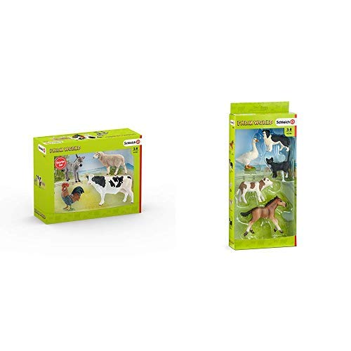Schleich 42385 - Farm World Starter-Set Figur & 42386 - Farm Word Tier-Mix - Spielzeug