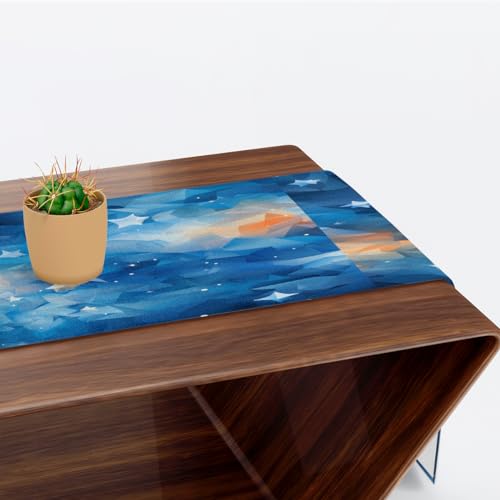 Chemin de table moderne 305 cm bleu dégradé pour décoration table cuisine et maison - 7