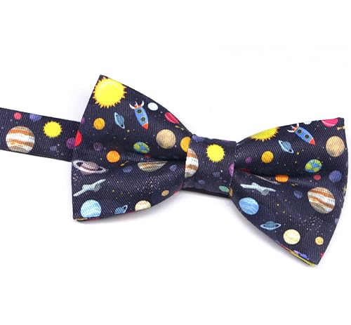 Image of Colorful Fun Pattern Pre-Tied Bow Tie Mens Floral Space Adjustable Bowtie