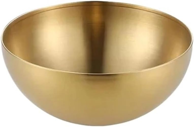 Fruit Salad Bowls Stainless Steel Large Capacity Food Container Soup Rice Noodle Kitchen Tableware for Home(Gold-15cm)