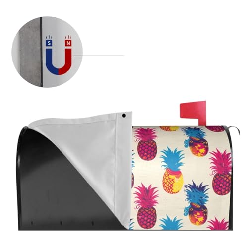 Image of Hawaii Tropical Pineapples Mailbox Cover Magnetic Summer Waterproof Mailbox Wraps Post Letter Box Decor 25.5x21 in