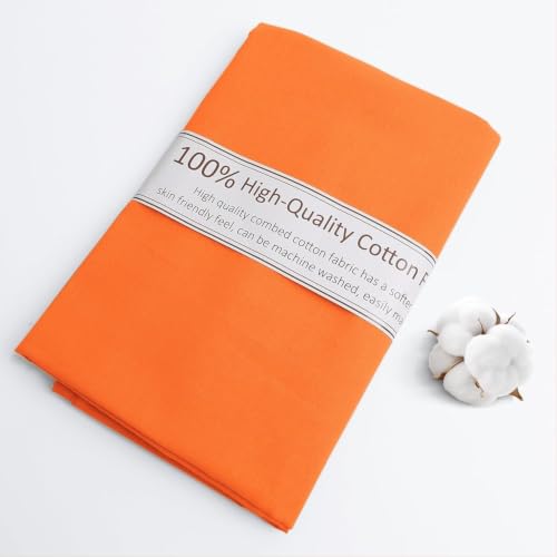 Orange Cotton Fabric, Natural 100% Cotton Poplin Fabric by The Yard 59 Inches Wide Lining Fabric for Sewing Apparel Cloth Soft Embroidery Quilting, 20 Yard