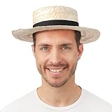 P'tit Clown 27010 - Sombrero de paja tipo canotier para adulto, color beige