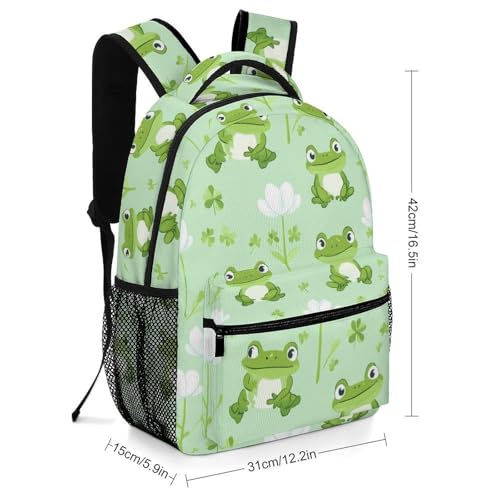 Green Frog Pattern Funny Backpack Casual Daypack Lightweight Shoulders Bag for Men Women Cute Print2