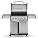 JUSTUS 5-Brenner Gasgrill Geras Grillwagen mit Edelstahl-Brenner – Grill mit Seitentischen und Guss-Grillrost, Piezozündung, 141 x 57 x 112 cm, Schwarz