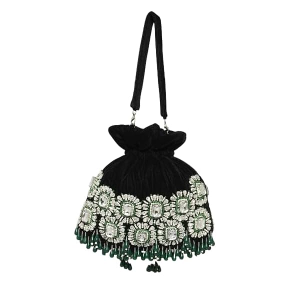 Qaida Fashion Traditional Handcrafted Potli Bag with Intricate Embroidery for Women – Ideal for Weddings and Festive Occasions