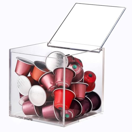 Coffee pods Capsules Storage Container Box Acrylic Coffee Pod Holder Clear Capsule Holder Storage Box, Desktop Candy Tea Display Case, Compatible with Nespresso K Cup(16cm)