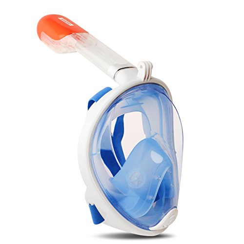 VANGOGO 180° View Snorkel Mask Full Face Easy Breath Gopro Compatible with Long Tube, Anti-Fog and Anti-Leak Technology for Adult