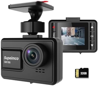 【2024電装店供給品】 1.5inchドライブレコーダー 小型ドラレコ 1カメラ 200万画素FHD 170度超広角 32GBカード付き常時録画 耐熱構造 スーパーキャパシタ安心供電 電波障害対策 ノイズ対策 エンジン連動 駐車監視 衝撃感知 動体検知 mini液晶画面車載カメラ 東西日本信号機対応12V/24V対応 前後カメラ[日本語取説付] Supeimco SM186 24年5月更新