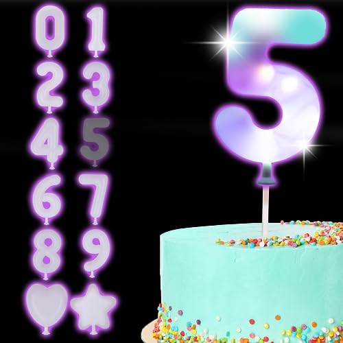 ArtCreativity LED Numeric Birthday Cake Topper - Light Up Number Toppers with 3 Modes - Anniversary & Birthday Decorations (#5)