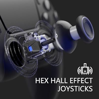 HEXGAMING RIVAL Hall Effect Wireless Controller Compatible with ps5-2 Back Buttons, Mouse-Click Hair Triggers, Interchangeable Thumbsticks - Black