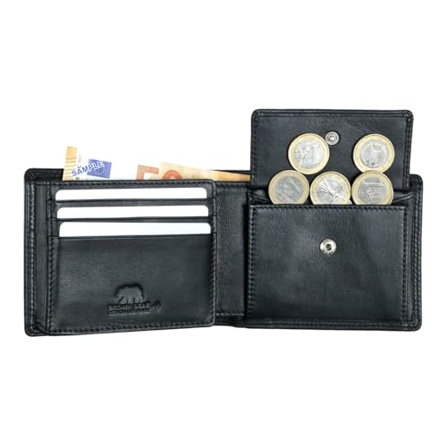 Image of BROWN BEAR Prime Bifold Wallet for Man with Coin Pocket | Genuine Leather | Wallet for Men Leather Original (Black)